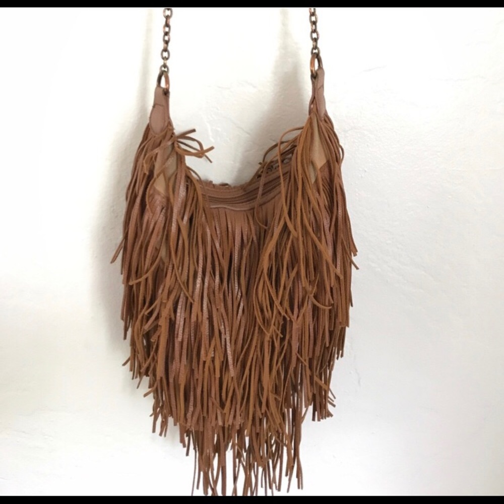 Brown fringe purse